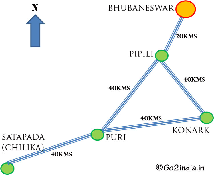 How to reach Chilika Lake Map